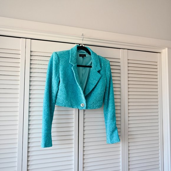 MAJORELLE Turquoise Cropped Blazer - Picture 4 of 11
